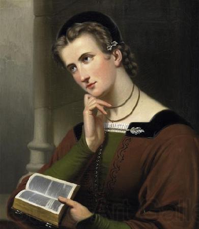 unknow artist Portrat einer jungen Frau mit Bibel Norge oil painting art